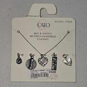 Cato Silver Tone Necklace with Interchangeable Charms New